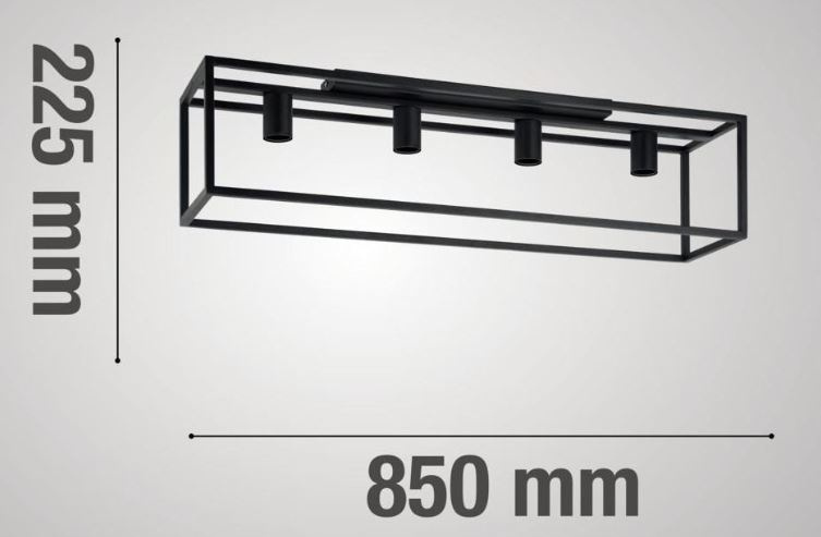 LAMPA PLAFON ELBRUS 4 CZARNY METAL SZEŚCIANY